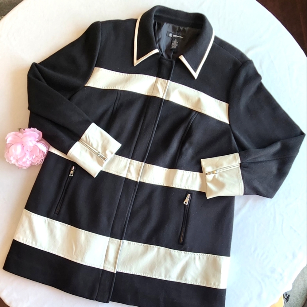 INC BLK WHT Striped Peacoat 2X - Picture 12 of 12